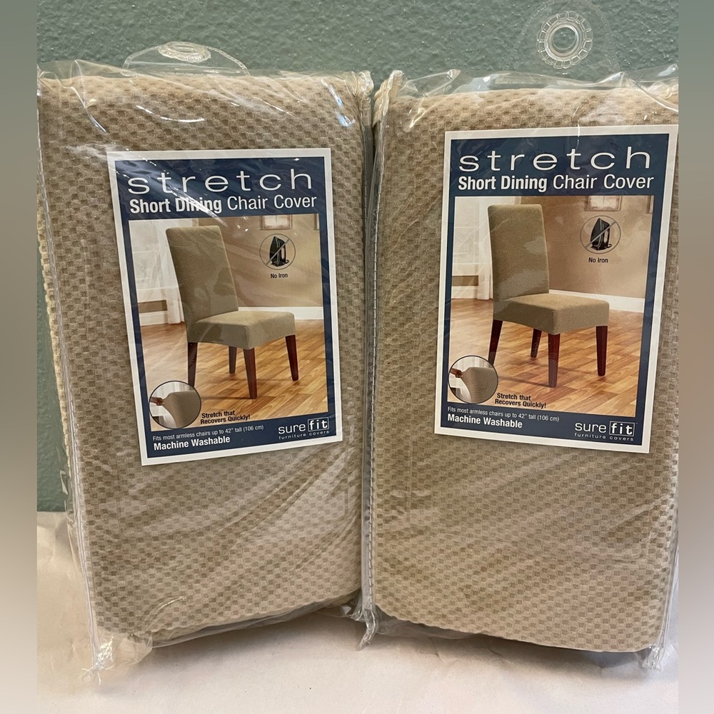 Sure Fit stretch pique dining chair slip covers, set of 2, cream. Never used.